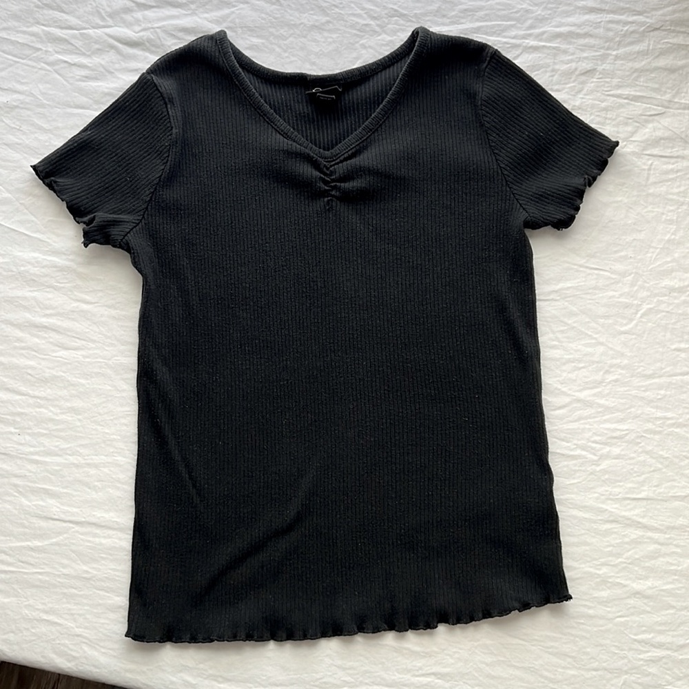 Art Class Black Ruffle T-Shirt Girls L 10/12